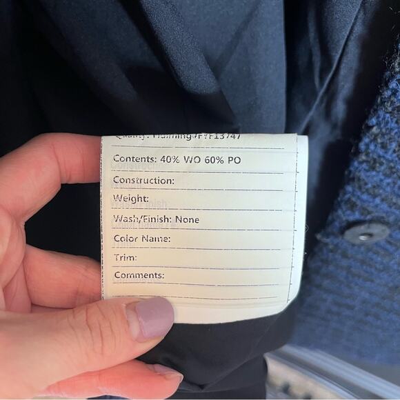 Ann Taylor Ronda Wool Pea Coat Overcoat Mid Length Boucle Heavy Knit Black Navy - Picture 6 of 7